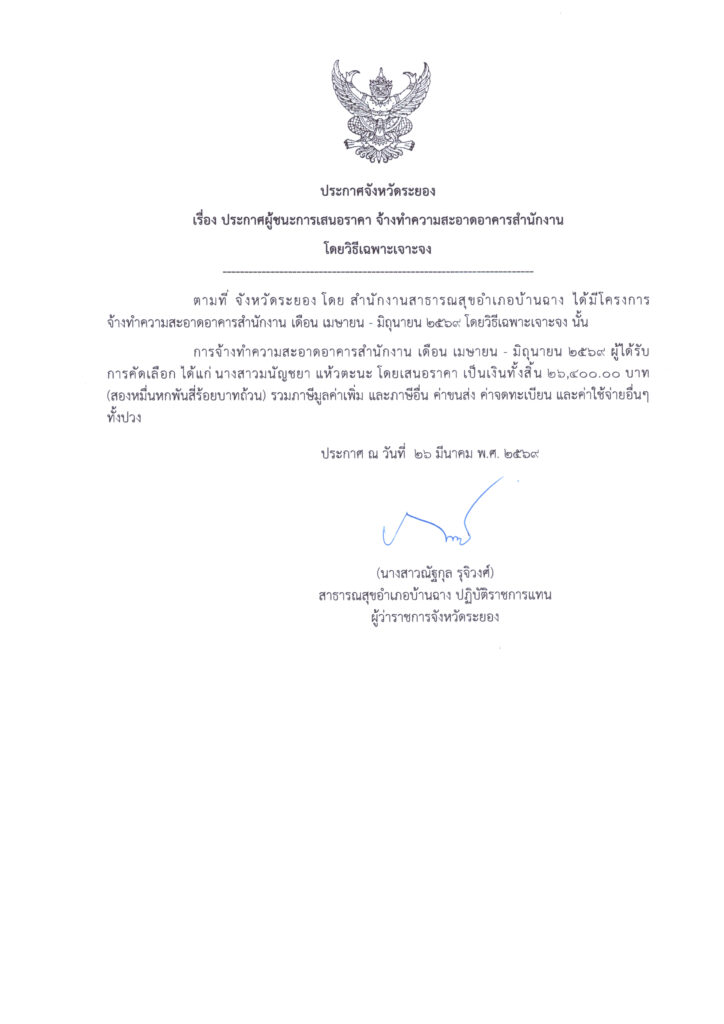 ประกาศจังหวัดระยอง